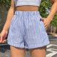 thumbnail image 1 of MKLEKYY Pantalones Cortos Deportivos para Mujer, Elegantes Pantalones Cortos de Playa con Cintura Alta y Pierna Ancha con Rayas Verticales para Verano, 1 of 4