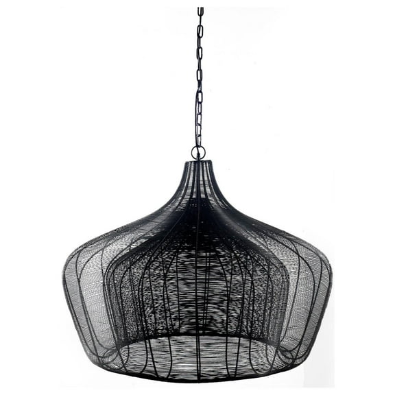 Mercana Coolie Metal Mesh-Style 4 Bulb Chandelier in Black