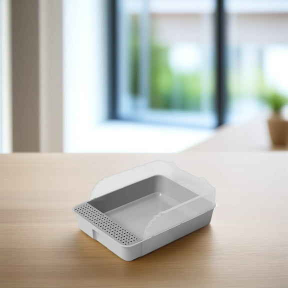 MEIBUTYUP Grey Cat Litter Box with Air Circulation System, and Comfortable Pet Potty Solution for Cats