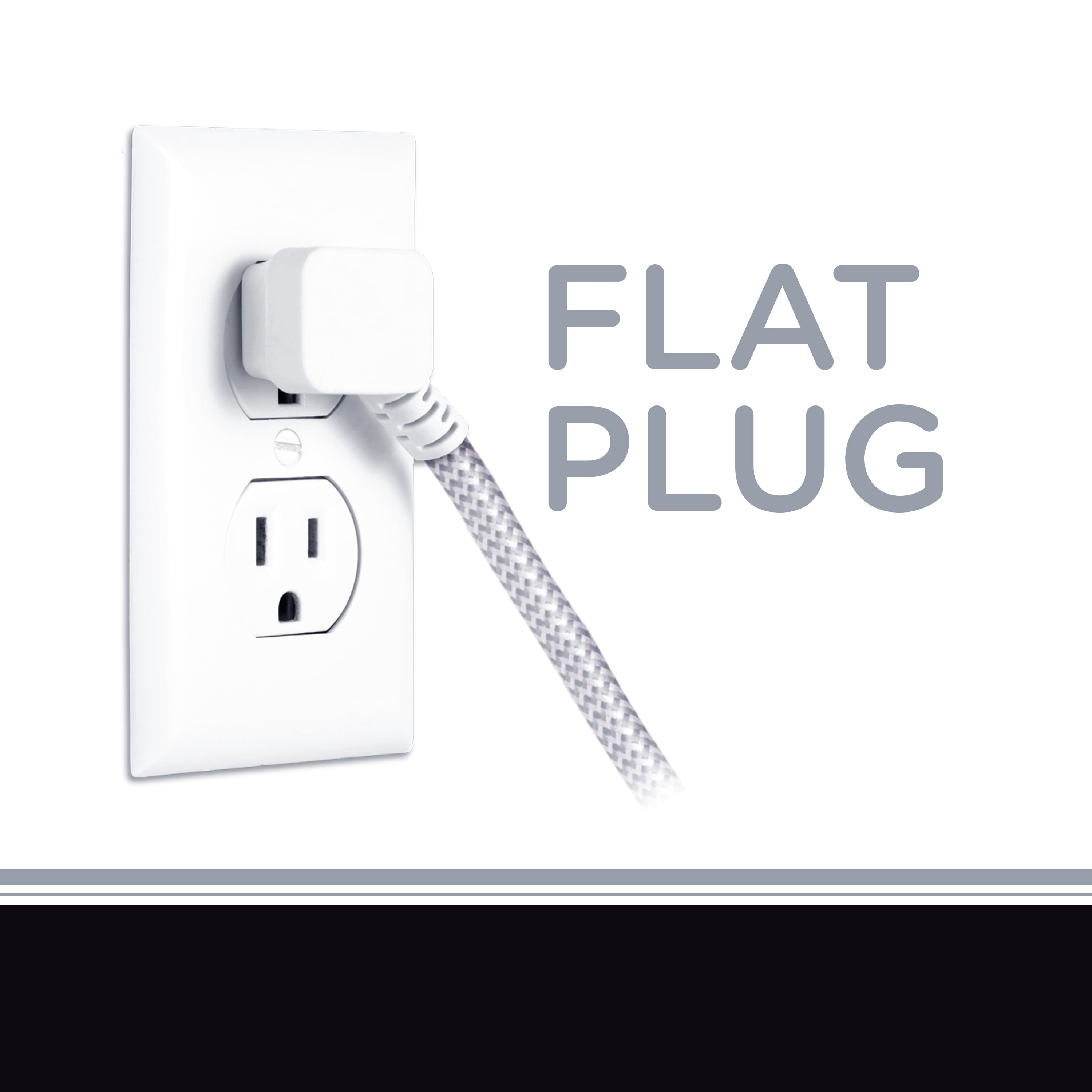 Cordinate 3 Outlet Extension Cord, 15 ft Cable, Gray/White, 43431