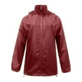 thumbnail image 2 of Imperméable Léger à Capuche pour Femmes Coupe-Vent Veste Décontractée Poche Zippée Solide Anorak à Cordon, 2 of 2
