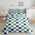 thumbnail image 2 of Feelyou Modern Buffalo Plaid Full Size Comforter Sets for Teens, Blue Green Square Bedding Comforter Set, Simple Fashion Style Reversible Bedding Sets, Microfiber Bedroom Decor, 3pcs, 2 of 8