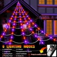 thumbnail image 4 of Spider Web Halloween Decoration Outdoor Lights, 250 Purple LED Light Up 23Ft Giant Spiderweb & 40 Small Fake Spiders, 8 Modes Remote Control Lighted Decor for Yard Outside, 4 of 7
