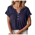 thumbnail image 7 of Mittory Women's V Neck Short Sleeve Tops Button Down Casual T Shirts Basic Dressy Tees, 7 of 7