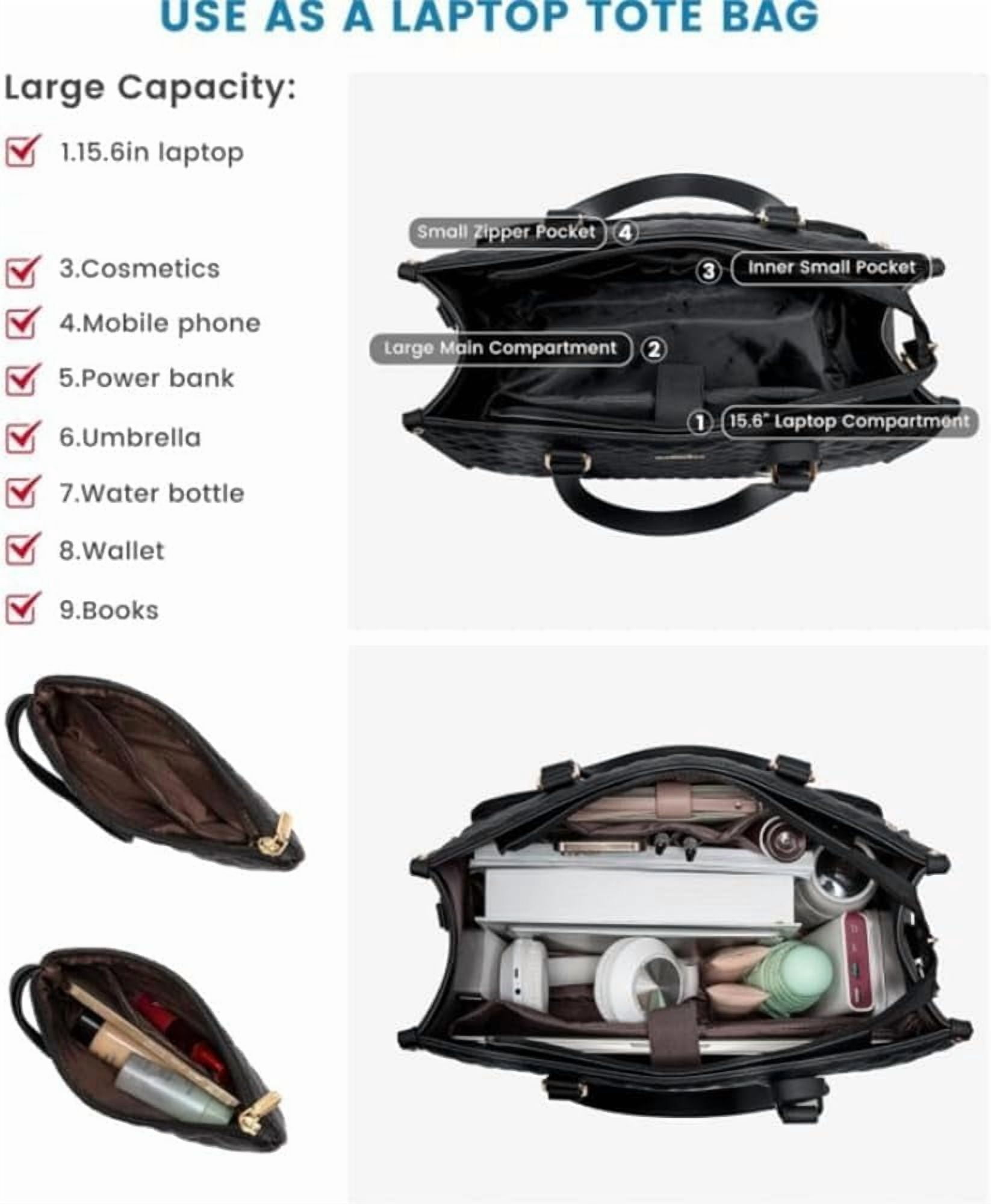 2 in 1 Tote Bag Lunch Bag Combo 15.6 Inch Leakproof Bags Insulated Lunch Compartment Large Capacity Laptop Computer Handbags