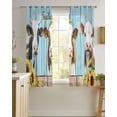 thumbnail image 4 of Farmhouse Cow Sheer Curtains 39 Inch Length 2 Panels Set for Living Room/Bedroom, Cabin Sunflowers Animals Blue Wooden Grain Kitchen Curtains Grommet Semi-Sheer Curtains Window Treatments 27.5"x39"x2, 4 of 7
