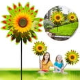 thumbnail image 2 of Cute Sunflower Windmills Colorful Daisy Flower Wind Rotater with Stake Sunflower Wind Swivel Sculptures for Yard Patio Garden Party Outdoor Decor 29.5inch, 2 of 9