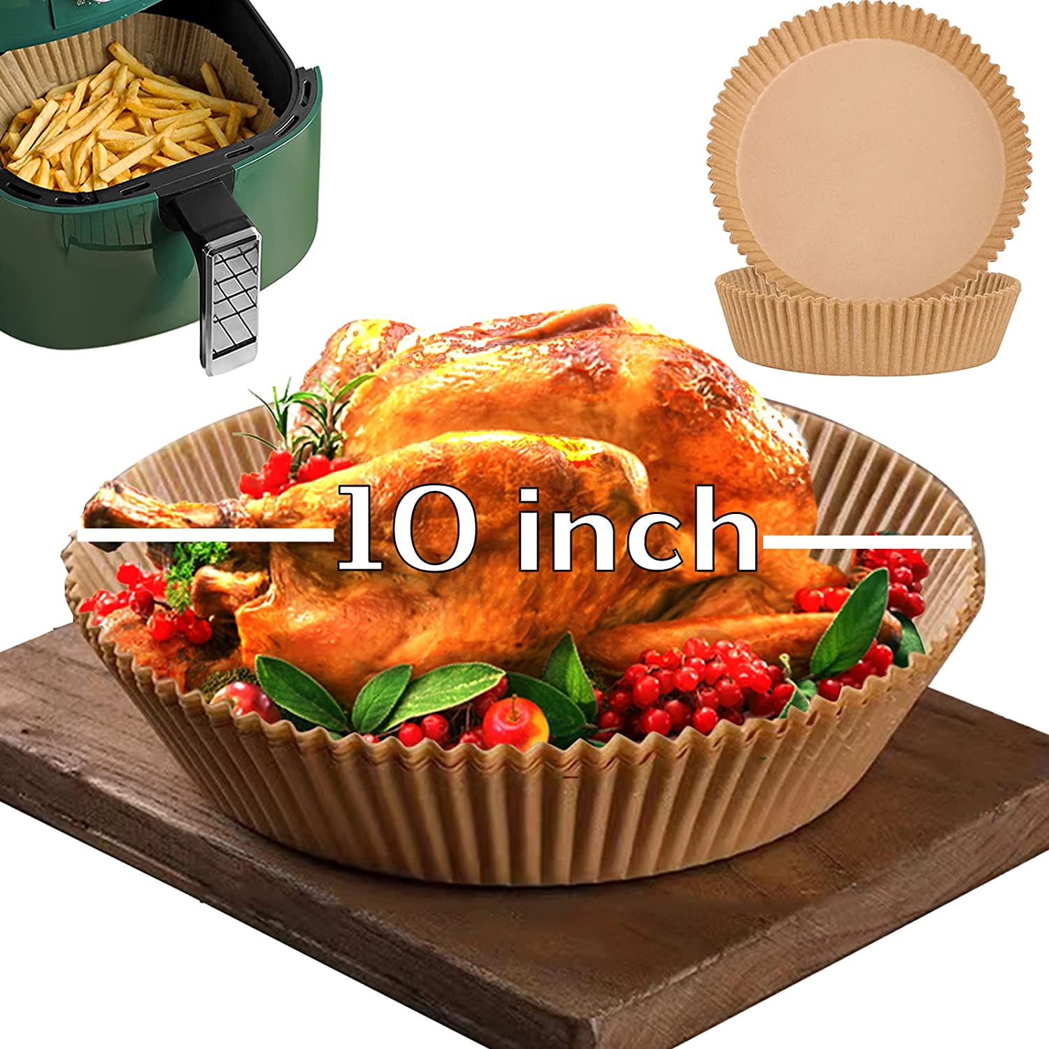 Large 10 Inch Air Fryer Disposable Baking Paper Liner Form Tray