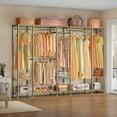 thumbnail image 3 of VIPEK V50 Extra Large Portable Closet Rack Bedroom Armoire Freestanding Wardrobe Closet, Heavy Duty Clothes Rack Multi-Functional Metal Clothing Rack for Hanging Clothes, Max Load 1300lbs, Gold, 3 of 9