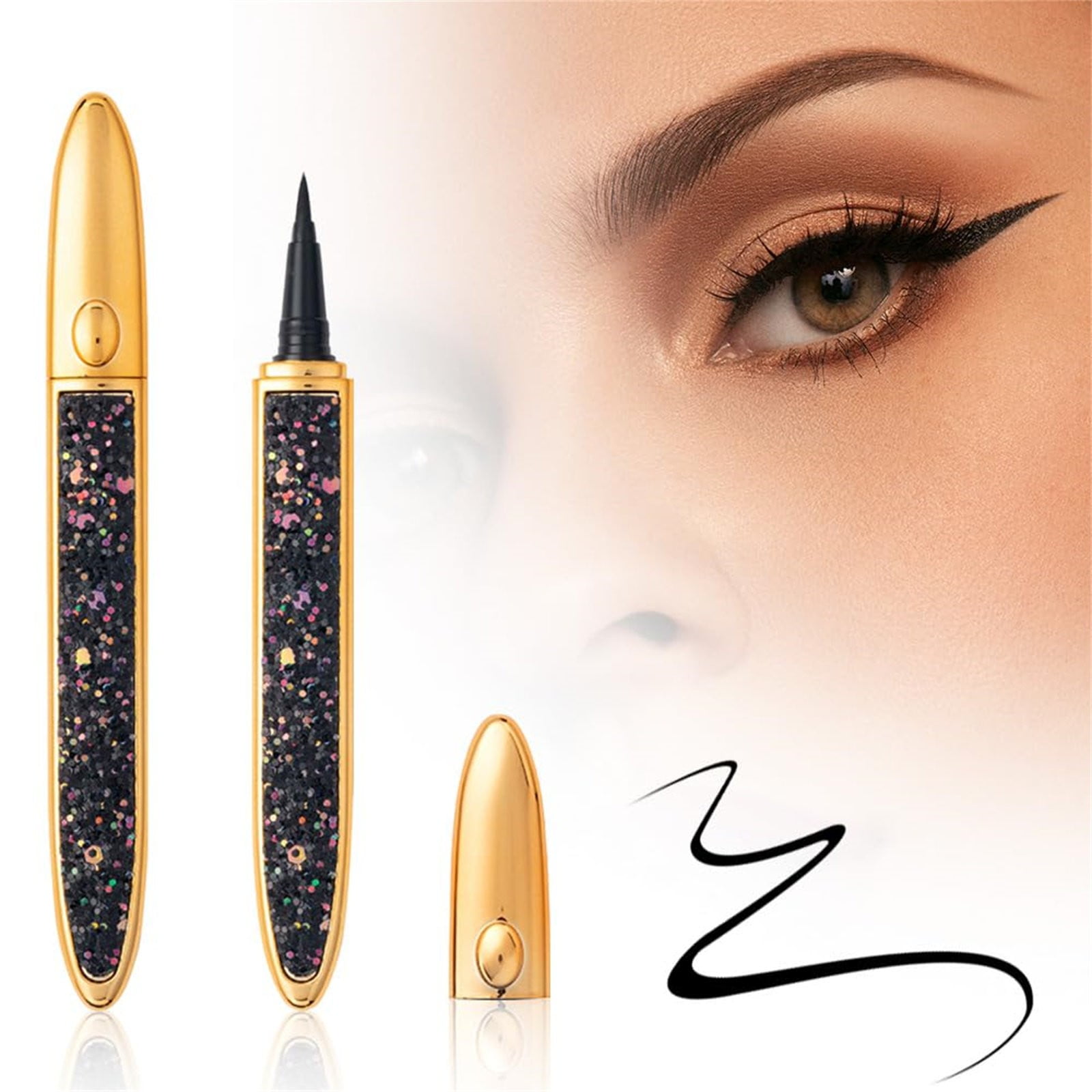 Eyeliner Lásh Glue Pen – Waterproof EyéLásh Glue Pen with Applicator, Latex Free Lásh Glue Liner Pen for False Láshes, Face Jewels & Glitter, Strong All-Day Hold, Smudge-Pro 1PC*3 Makeup Organizers