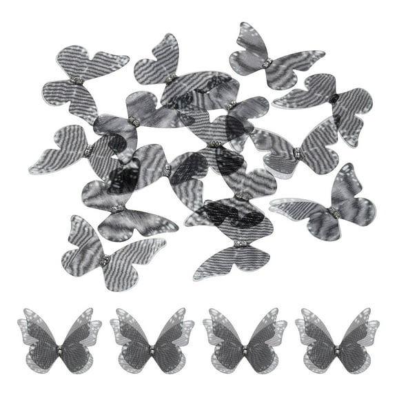 20Pack Sheer Mesh Butterfly Appliques, 50mm Butterflies Patch, Black