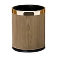 thumbnail image 1 of Basura de basura cesta de desperdicio Moderno Pu Cuero de cuero Puilador de basura de basura para sala de estar, baño, dormitorio, hogar, cocina 14l oro redondo, 1 of 8