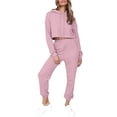 thumbnail image 1 of Lucakuins, conjunto de pijamas para mujer, 2 piezas, ropa de salón, trajes de Color sólido con cordón, sudaderas con capucha, Tops cortos y pantalones, ropa de dormir, trajes Lucakuins moda, 1 of 1
