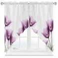 thumbnail image 2 of Spring Floral Swag Curtain Valance for Windows, Pink X-ray Tulip Looming Flower Leaf Modern Window Treatments Short Swag Topper for Kitchen Windows Bathroom Bedroom, 36"x36", 2 of 8
