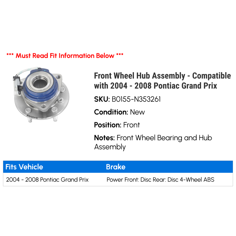 Front Wheel Bearing Hub Assembly - with Heavy Duty Design - 1997-2008 Pontiac Grand Prix - DriveBolt 4734-03874862