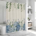 thumbnail image 6 of Spring Hydrangea Bathroom Shower Curtains with Hooks, Blue Flower Green Leaf Vintage Linen Plant Waterproof Fabric Washable Shower Curtain for Home Hotel Bathtub Decor 36x72 Inch, 6 of 9
