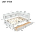 thumbnail image 4 of Furvclv Full Size Bed With L-shaped Bookcases, Pine Wood Platform Full Bed Frame With 2 Storage Drawers For Bedroom, No Spring Box Needed, 4 of 9
