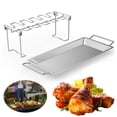 thumbnail image 5 of 14-Slot Stainless Steel Chicken Leg Rack with Drip Tray for Grill & Oven, 5 of 8