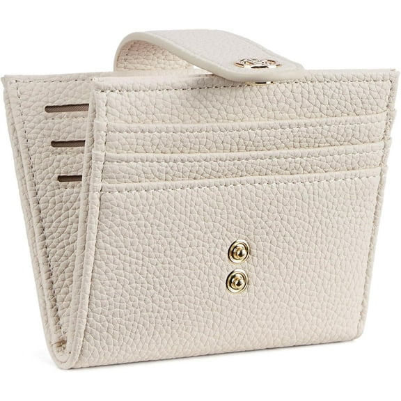 Slim Wallet for Women Small RFID Blockg Credit Card Holder Leather Bifold Wallets with Zipper Co Pocket Beige
