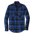 thumbnail image 3 of Yellow Rooster Men's Button Down Regular Fit Long Sleeve Plaid Flannel Casual Shirt Royal/Black 2XL, 3 of 6