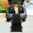 Homitt Foldable Dog Ramp Dog Car Ramp Aluminum Frame 4 Steps Dog