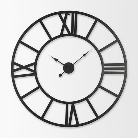 Mercana Stoke 42L X 2.0W X 42H Black Iron Round Wall Clock
