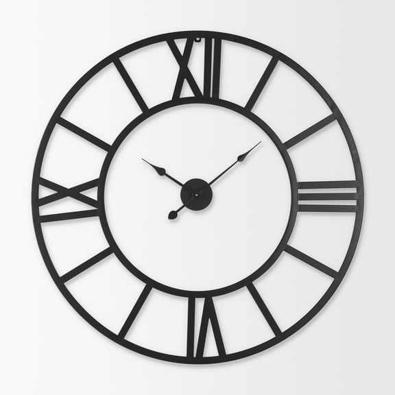 Mercana Stoke 42L X 2.0W X 42H Black Iron Round Wall Clock