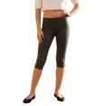 thumbnail image 1 of Pantalones capri de mujer de tiro bajo con cintura plegable, color liso, corte ajustado y estilo cropped., 1 of 9