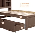 thumbnail image 5 of Bellemave Twin Size Platform Bed with Drawers And Bookcases Headboard Twin Storage Bed with Adjustable Shelves and USB Charging Port Wooden Bed Frame for Teens, Walnut, 5 of 10