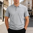 thumbnail image 4 of Fnnxeal Mens Polo Shirts Collared Waffle Solid Short Sleeve Casual Summer Polo Gray Shirts for Men Size S, 4 of 6