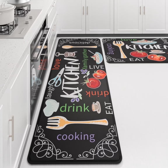 Voguly Kitchen Mats Set of 2 Cushioned Anti Fatigue Waterproof Non Slip Floor Mat Ergonomic Standing Rug for Kitchen Laundry Office Sink