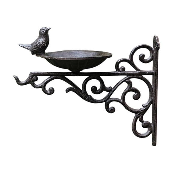 Vintage Cast Iron Wall-Mounted Bird Feeder - Classic Black Hanging Bird Bath for Garden, Patio, and Outdoor Decoration