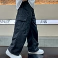 thumbnail image 5 of Boys Pants Straight Leg Jeans Boys Kids Summer Casual Cargo Pants Solid Color Loose Sweatpants Trousers For Sports Activewear, 5 of 5