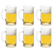 Vikko 10 Ounce Beer Mug | Thick and Heavy Glass Beer Steins Heavy Base Prevents Tipping Dishwasher Safe Clear Glass Beer Mugs 2.8 x 5.2 (6)