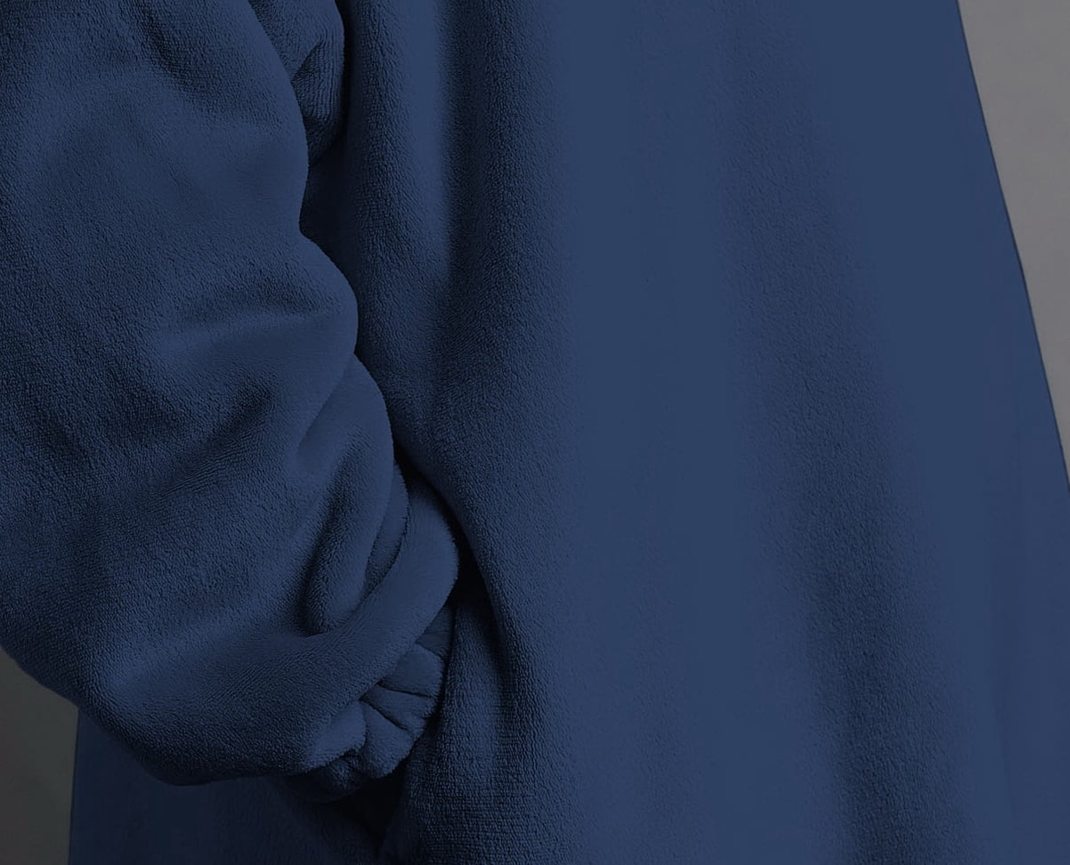 Mainstays Wearable Sherpa Hoodie Throw Blanket, One Size 35" x 33", Indigo