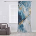 thumbnail image 3 of Blue Oil Painting Semi Sheer Curtains Drapes for Living Room, Bedroom, French Doors Window 108 Inches Long, Modern Marble Art Abstract Rod Pocket Chiffon Curtain Drapery Voile Draperies Panel, 3 of 6