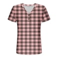 thumbnail image 7 of Women's T-Shirts Summer Plaid V Neck Button Short Sleeve Tops Casual Loose Tunic Comfortable Tee Blouses (S, Rose Gold), 7 of 7