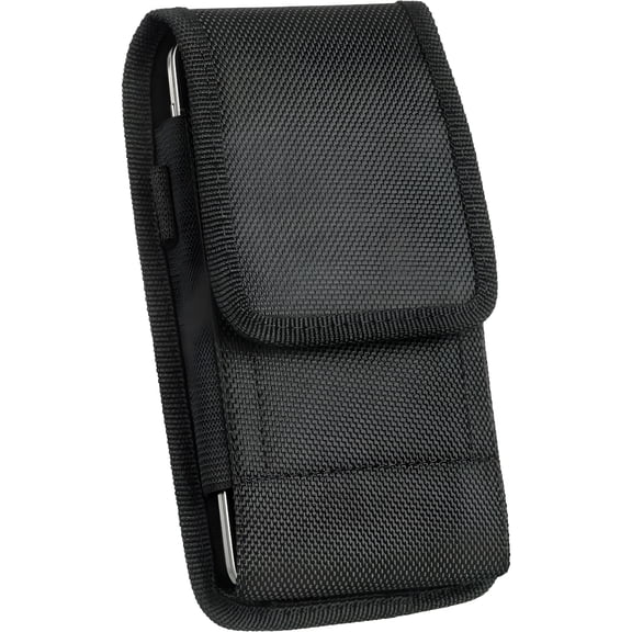 GASTROPOD Extra Large Pouch for 7 Inch Phone,With Dual Card Slots,Cell Phone Belt Holder for Men,Secure,Stylish Special Fabric Vertical Universal Waist Bag with Easy-Access Belt Clip,Black