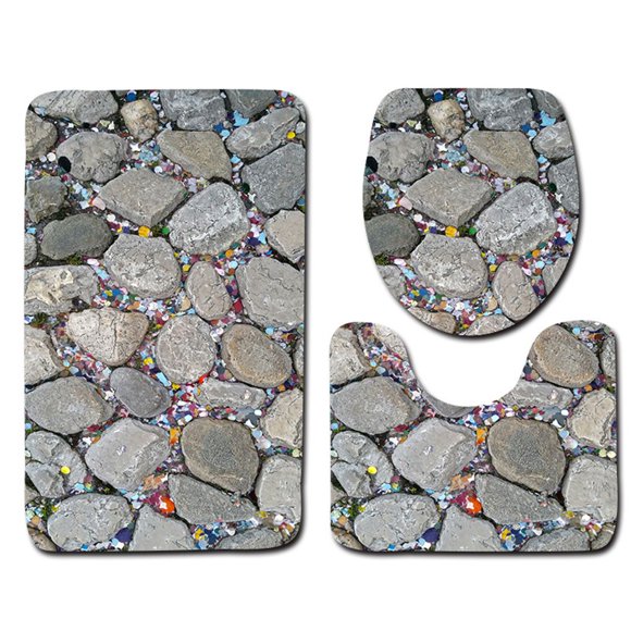 Cateissary 3 unids/set de alfombra de Pedestal antideslizante para baño + tapa de inodoro + alfombrilla de baño Juegos de accesorios de baño seis