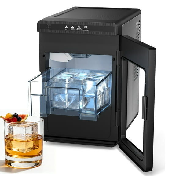 Ecojoy 1.7" Large Cube Ice Maker Countertop with 150 Pcs/Day, Nugget Ice Machine with Scoop & Basket, Self-Cleaning, Portable Ice Maker for Whiskey, Cocktails, and Iced Beverages