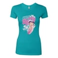 thumbnail image 2 of Wild Bobby, Shore Surfer Betty Boop Betty Boop Womens Slim Fit Junior Tee, Tahiti Blue, XX-Large, 2 of 5