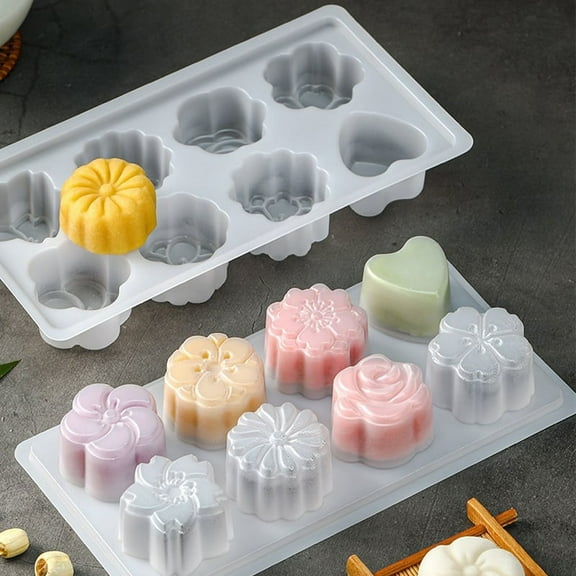 Jelly Mold 8 Compartments Plastic Fondant Flower Heart Pudding Mould Home Kitchen Reusable