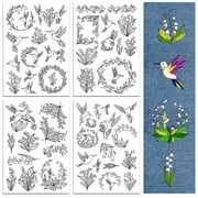 Water Soluble Embroidery Patterns for Beginners 4 Sheets with 50pcs Lily of The Valley Patterns Hummingbird Wash Away Embroidery Pattern Stabilizer