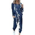thumbnail image 3 of CFLVAEK Two Piece Outfits Women Plus Size Long Sleeve Crew Neck Sweatshirts Tracksuits Sets Drawstring Jogger Pants Fashion Print Sweatsuits with Pockets Blue XL, 3 of 6