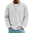 thumbnail image 2 of LWITHSZG Mens Quarter Zip Pullover Trendy Ribbed Knit Mock Neck Sweatshirt Fall Winter Long Sleeve Going Out Tops Lightweight Blouses Size M, 2 of 3