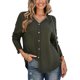 thumbnail image 2 of Blusa de manga larga ANGGREK con cuello en V Panel de Encaje Poliéster Para Mujer Verde L, 2 of 8
