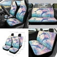 thumbnail image 2 of Renewold Dolphin Rainbow 15 PCS Car Seat Covers Set for Men Women, Soft Seat Protector Steering Wheel Cover Seat Belt Pads Trash Bin Sunglasses Pocket Rear View Mirror Protector Coasters Key Chain, 2 of 7