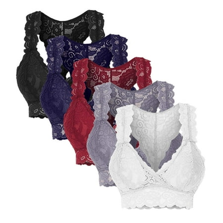 

2PC Bras For Women New Women Plus Size 5PC Vest Crop Wire Free Bra Lingerie Sexy V Neck Underwear Lingerie S 3Xl