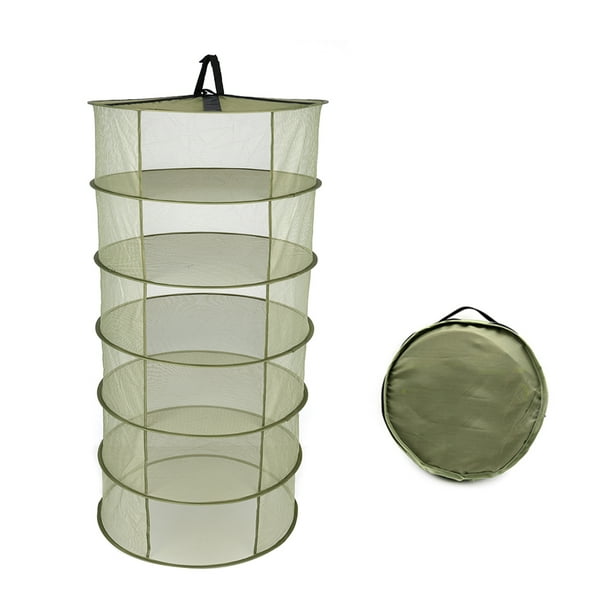 6 Layers Hanging Basket Folding Drying Rack Herb Dry Net Opening Shape Dryer Bag Mesh 600mm
