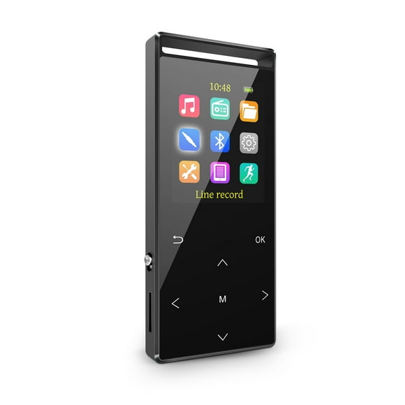 8GB MP3 Player with Bluetooth, FM, HiFi, Shuffle, Built-in Speaker, Metal Body, Matte Black.